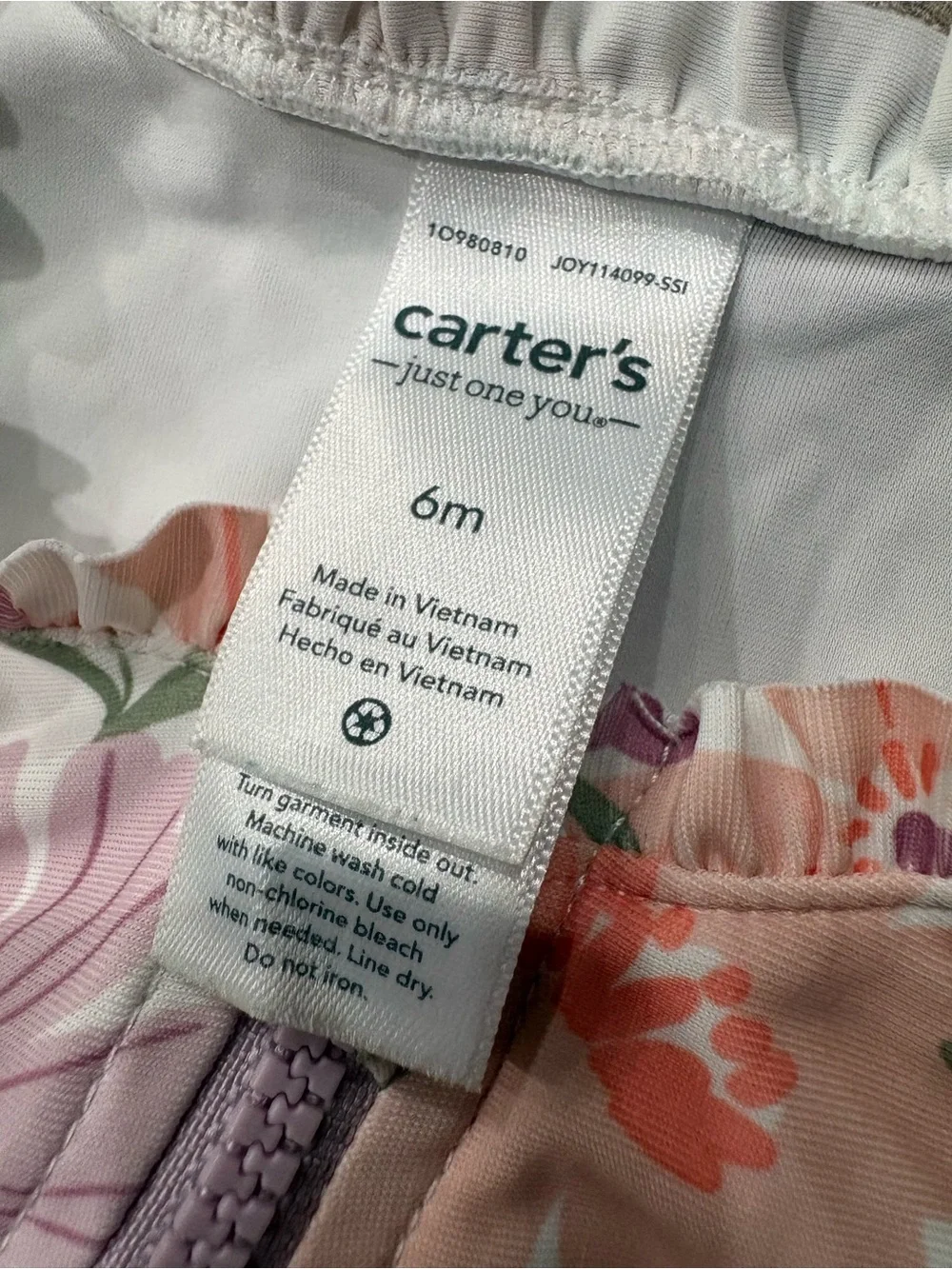 Carter's Floral Zip Front Infant Rash Guard Romper - Pastel Multi
